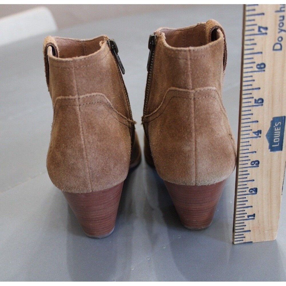 Frye Reina Ankle Booties Womens 10‎ M Brown Suede Western Zip Stacked Heel Boot - Picture 3 of 11